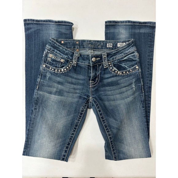Women's Miss Me Jeans Size 26 Blue Denim Boot, Jewel Embellishments - Picture 12 of 13